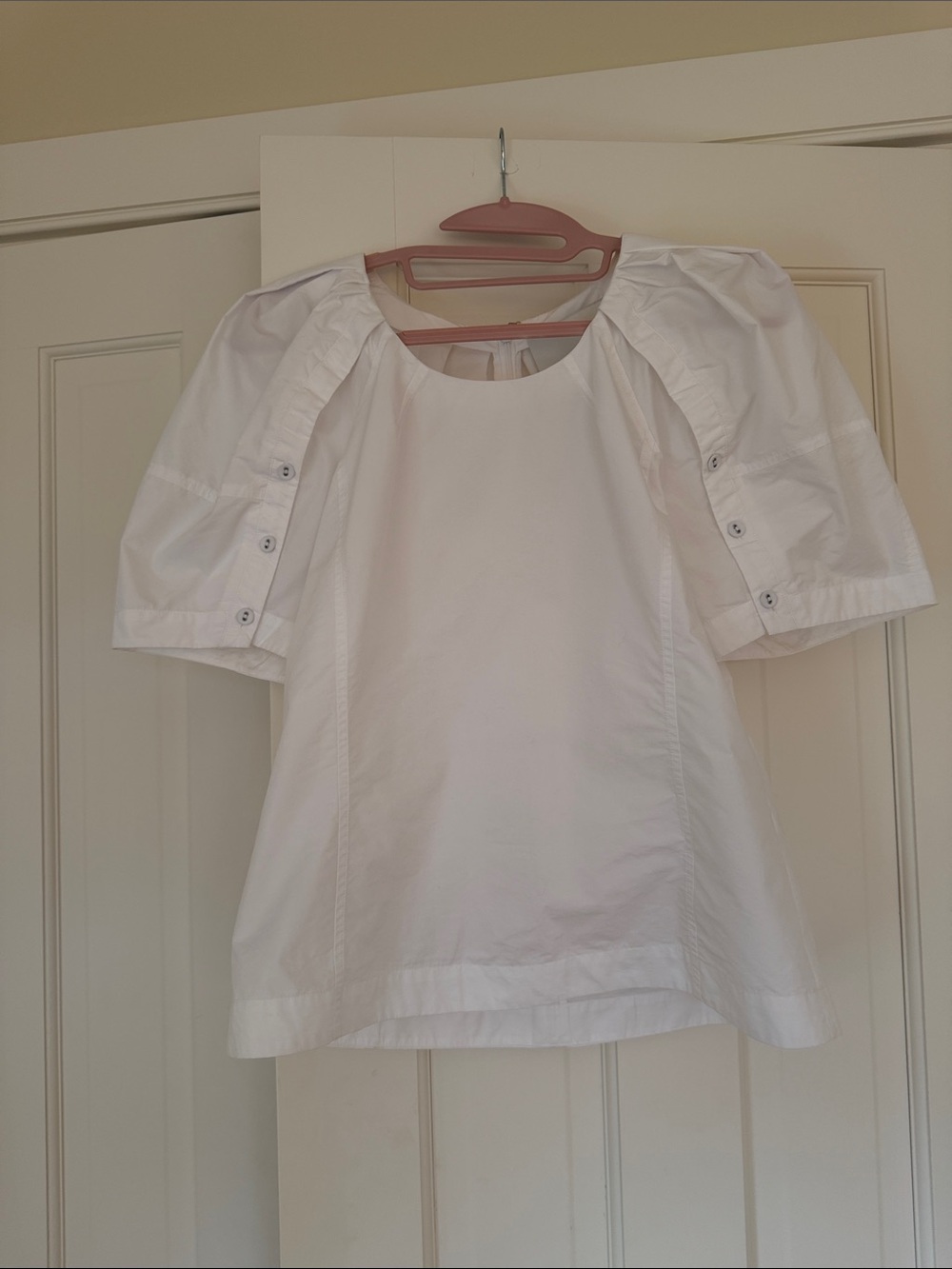 3.1 Phillip Lim White Puff-Sleeve Cotton Top - size 6